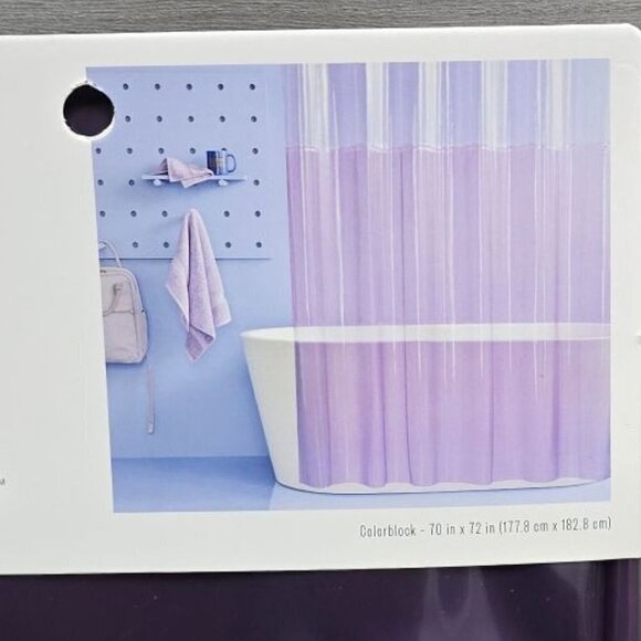 PEVA Colorblock Shower Curtain Clear | Room Essentials™ - Picture 3 of 6